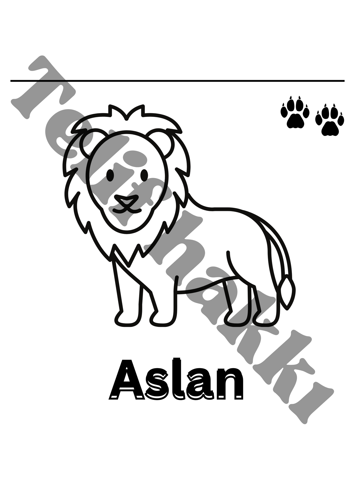 Çocuklar için aslan boyama sayfası – yazdırılabilir PDF
