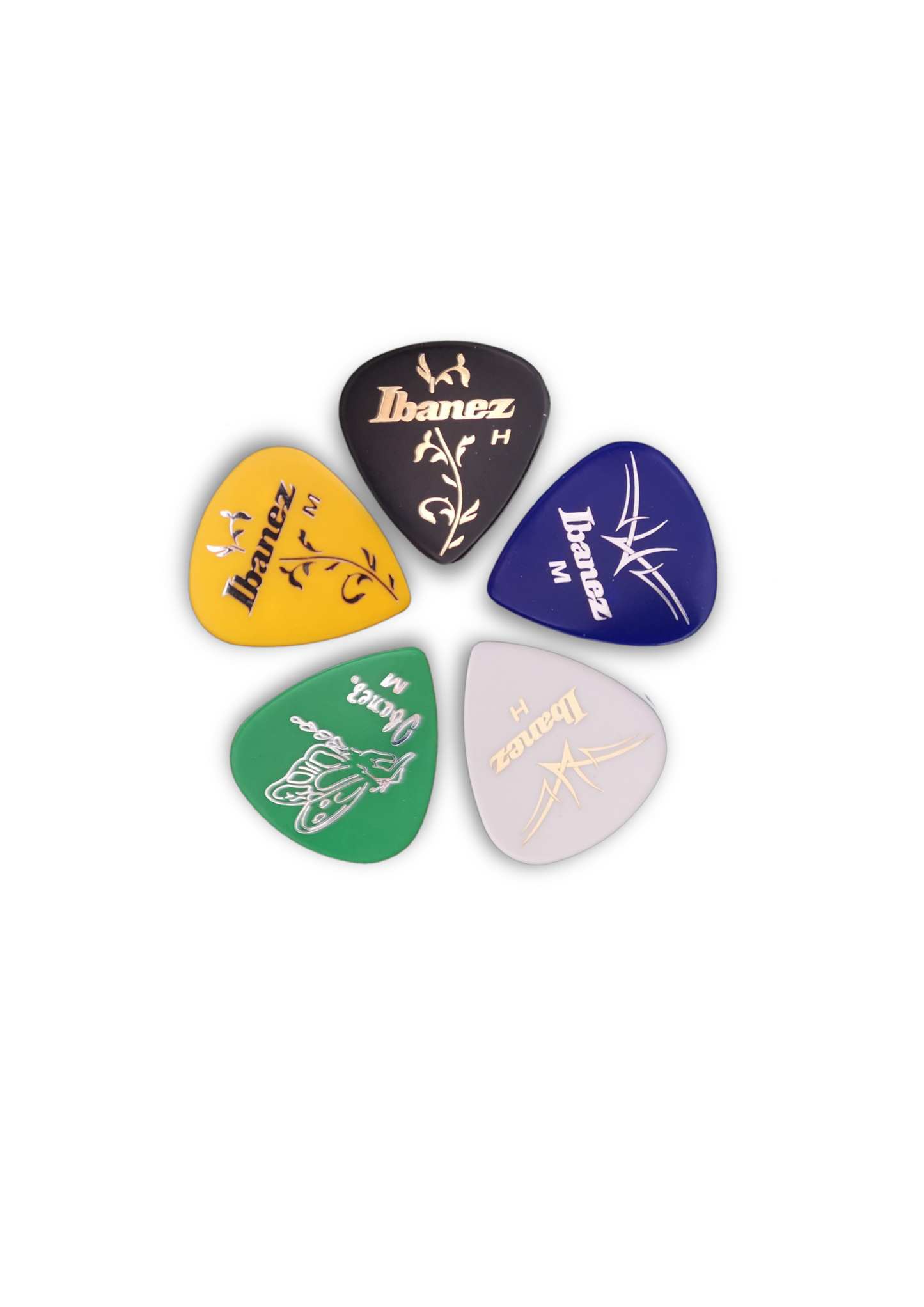 Ibanez desenli gitar penası seti – 5 farklı renk ve kalınlık