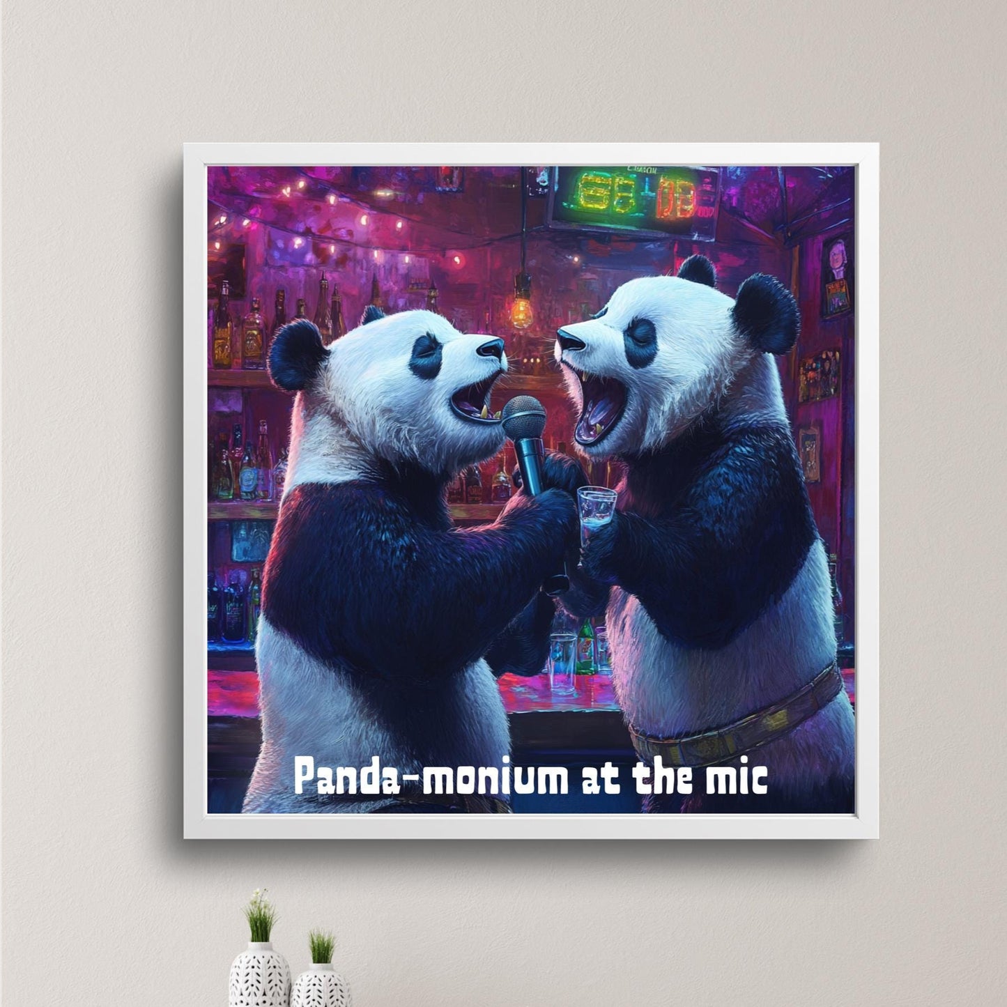 Gülümseten panda karikatürü dijital baskı