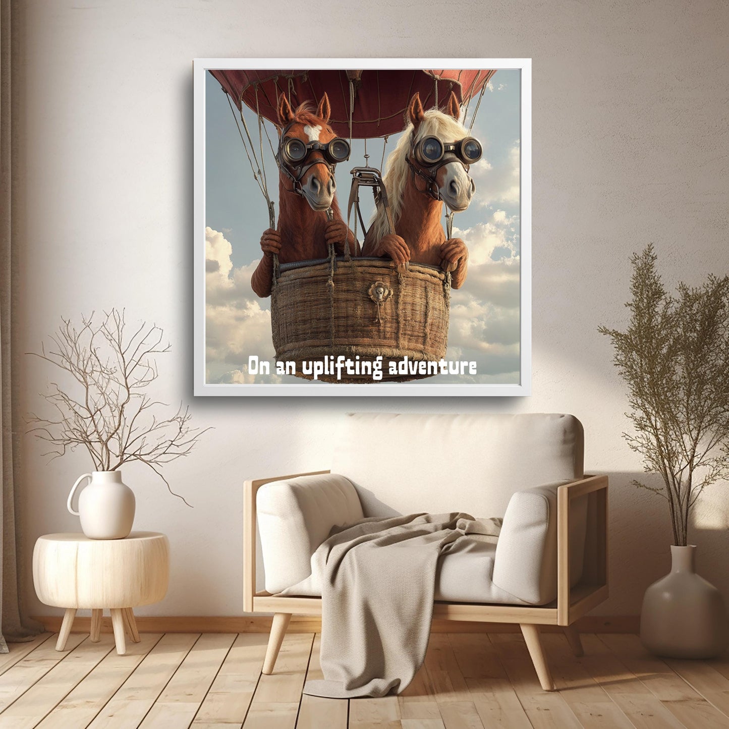 Çerçeveli dijital at posteri – eğlenceli duvar süsü