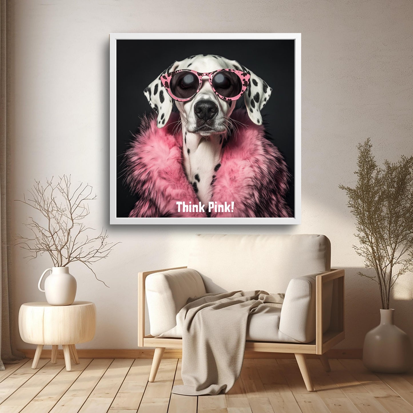 Komik pembe dalmaçyalı illüstrasyonu – dijital baskı posteri