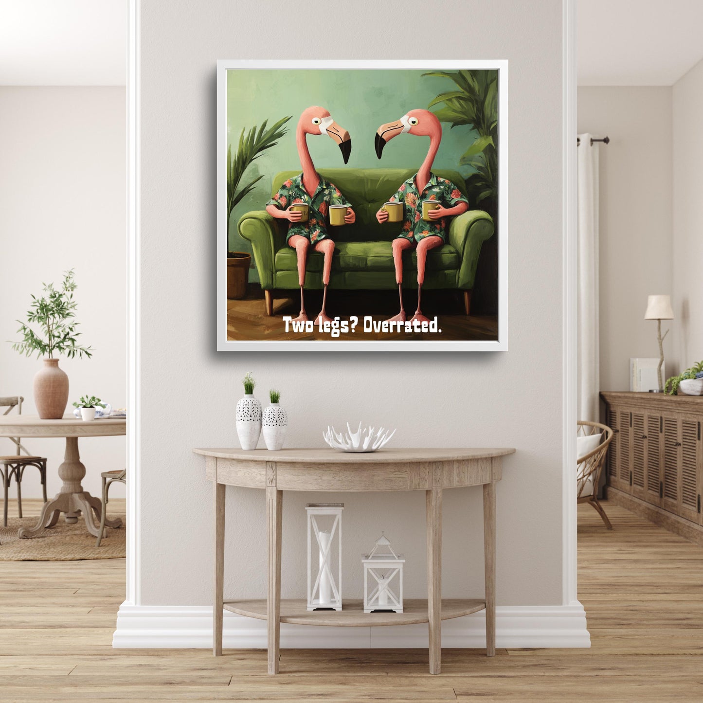 Komik Flamingo Posteri – Tropik Dijital Hayvan Sanatı | Renkli Duvar Dekoru