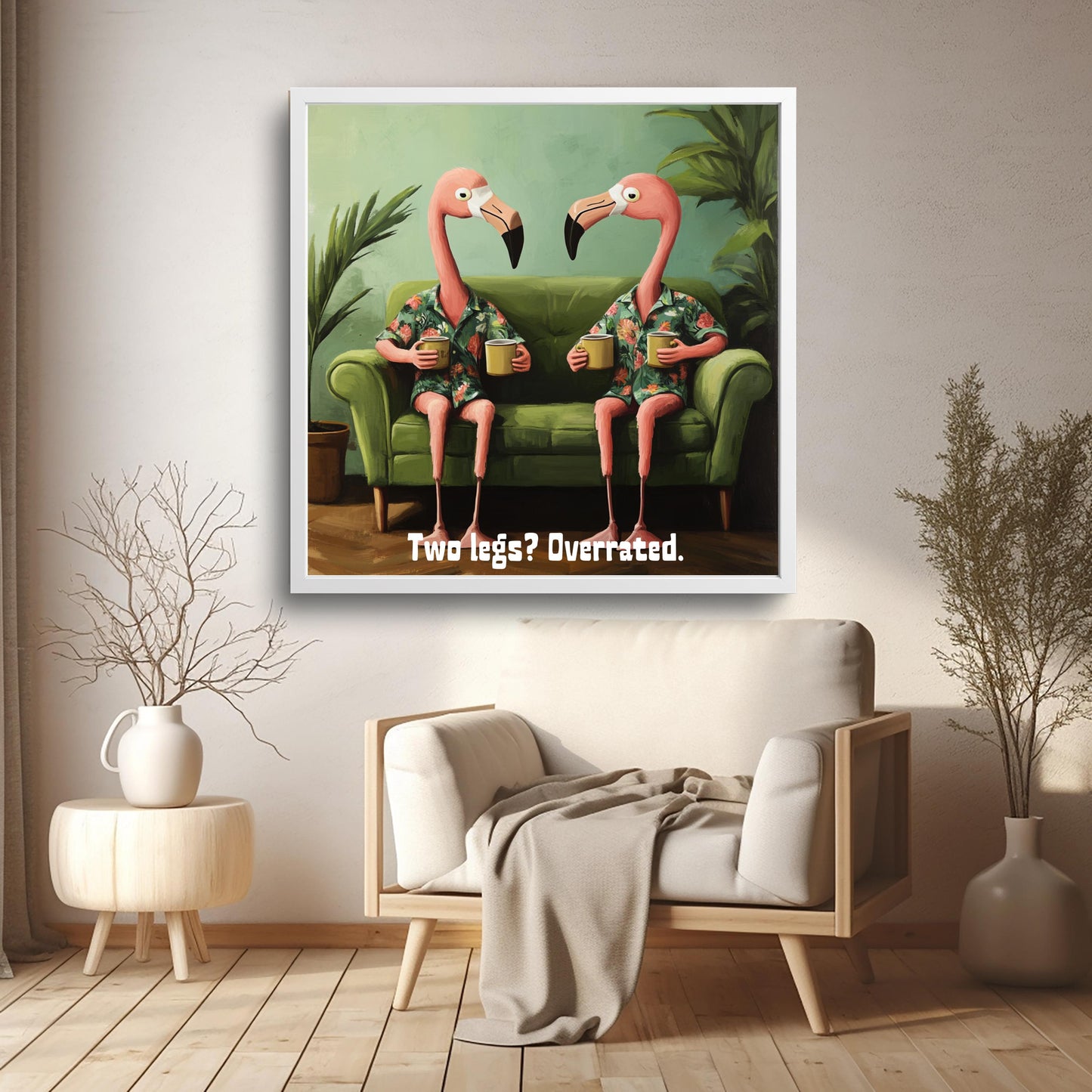 Komik Flamingo Posteri – Tropik Dijital Hayvan Sanatı | Renkli Duvar Dekoru