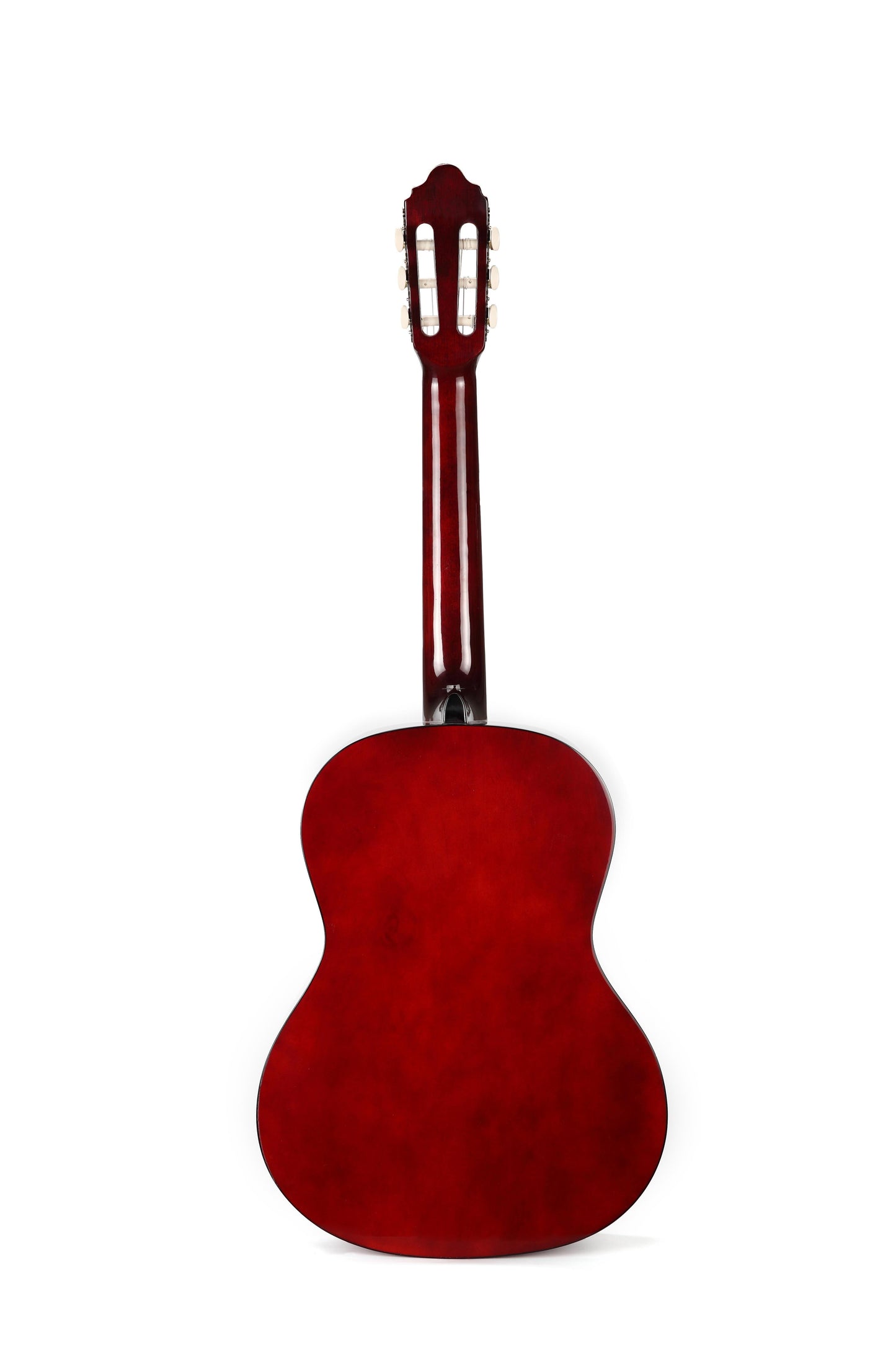 Gitar sehpasında kırmızı klasik gitar – tam boy görsel