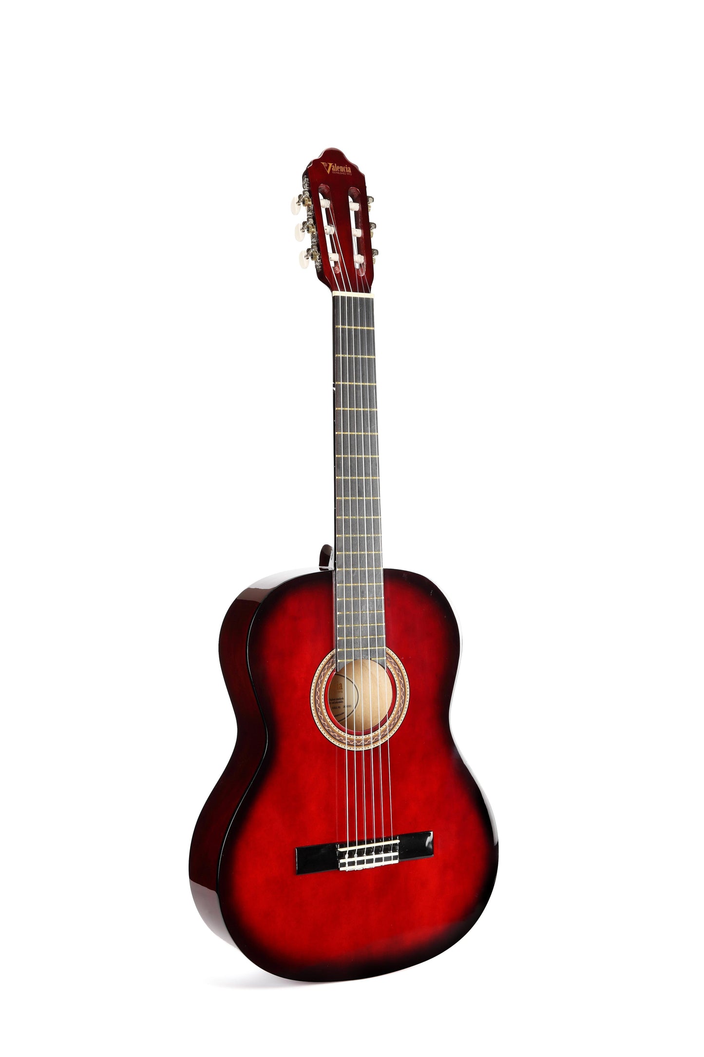 Valencia 4/4 kırmızı sunburst klasik gitar – önden görünüm