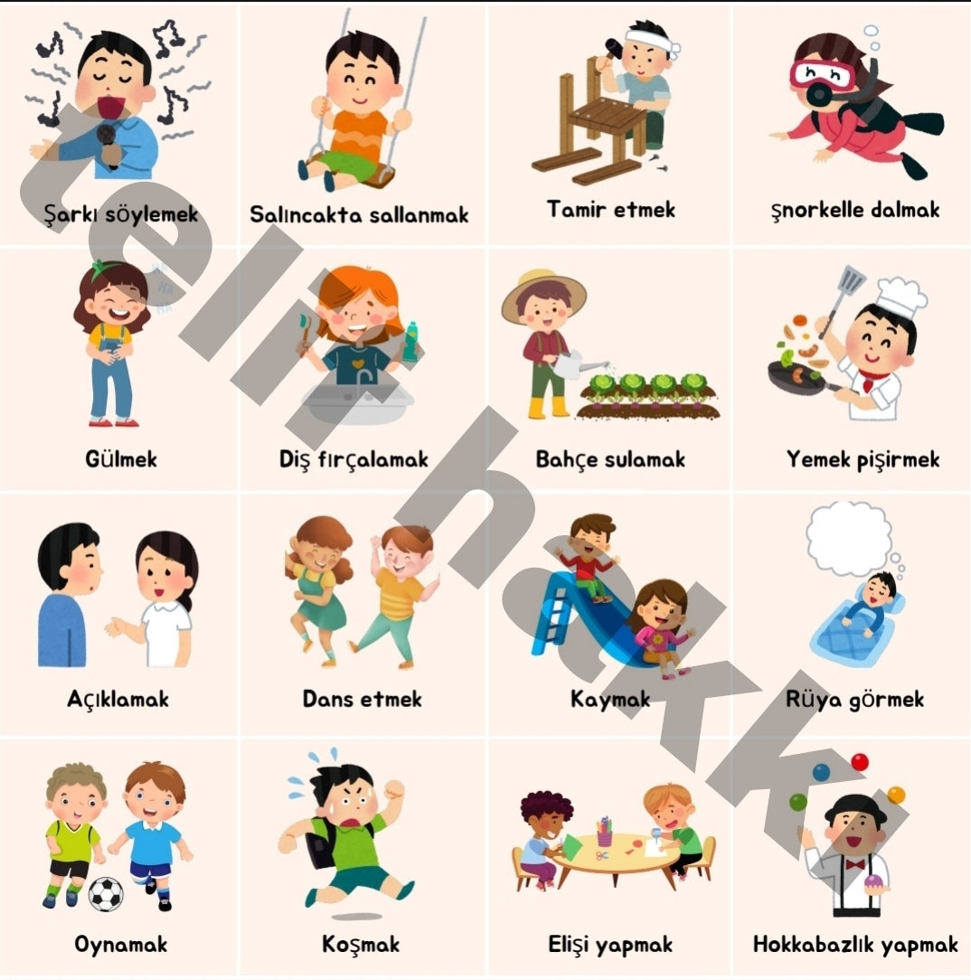 Ben Ne Yapıyorum? – 48 Hareket Etkinliği PDF | Yazdırılabilir Aktivite Paketi | Çocuklar İçin Eğitici Oyunlar