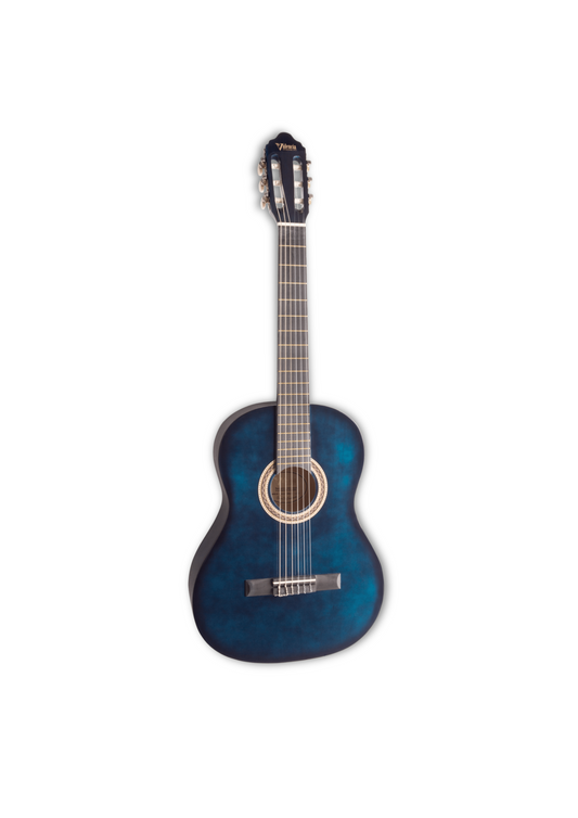 Valencia 4/4 klasik gitar – mavi sunburst ön görünüm

