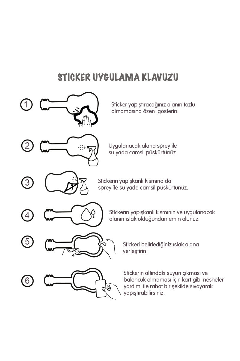 Ukulele İçin Şeffaf Nota Etiketi – 5+ Renkli Tasarım Seçeneği
