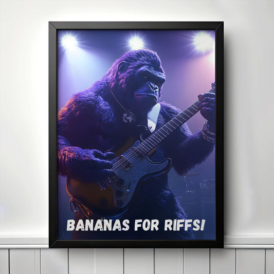 Gitar Çalan Goril Posteri – Dijital Duvar Sanatı PDF