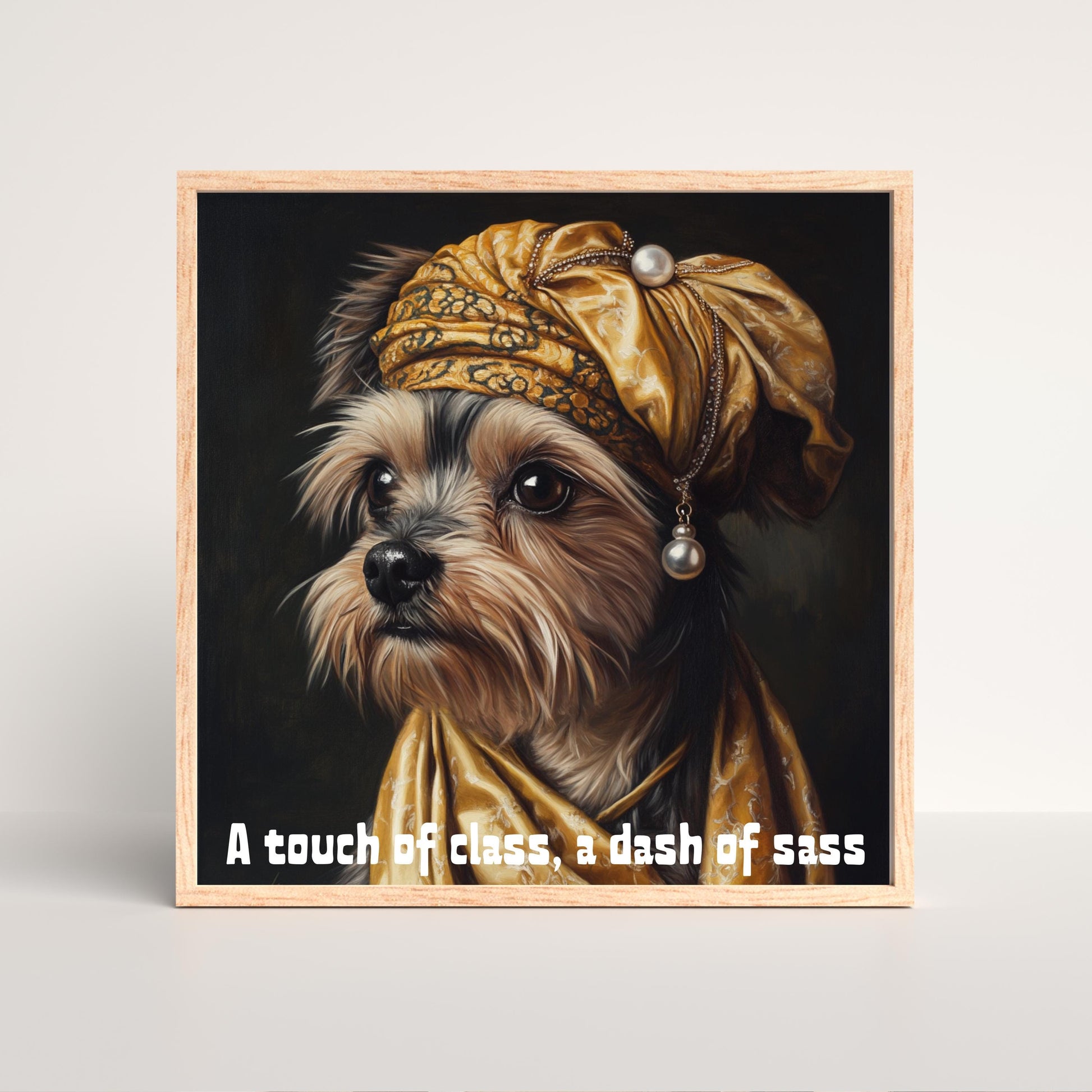 Altın türban takan köpek çizimi