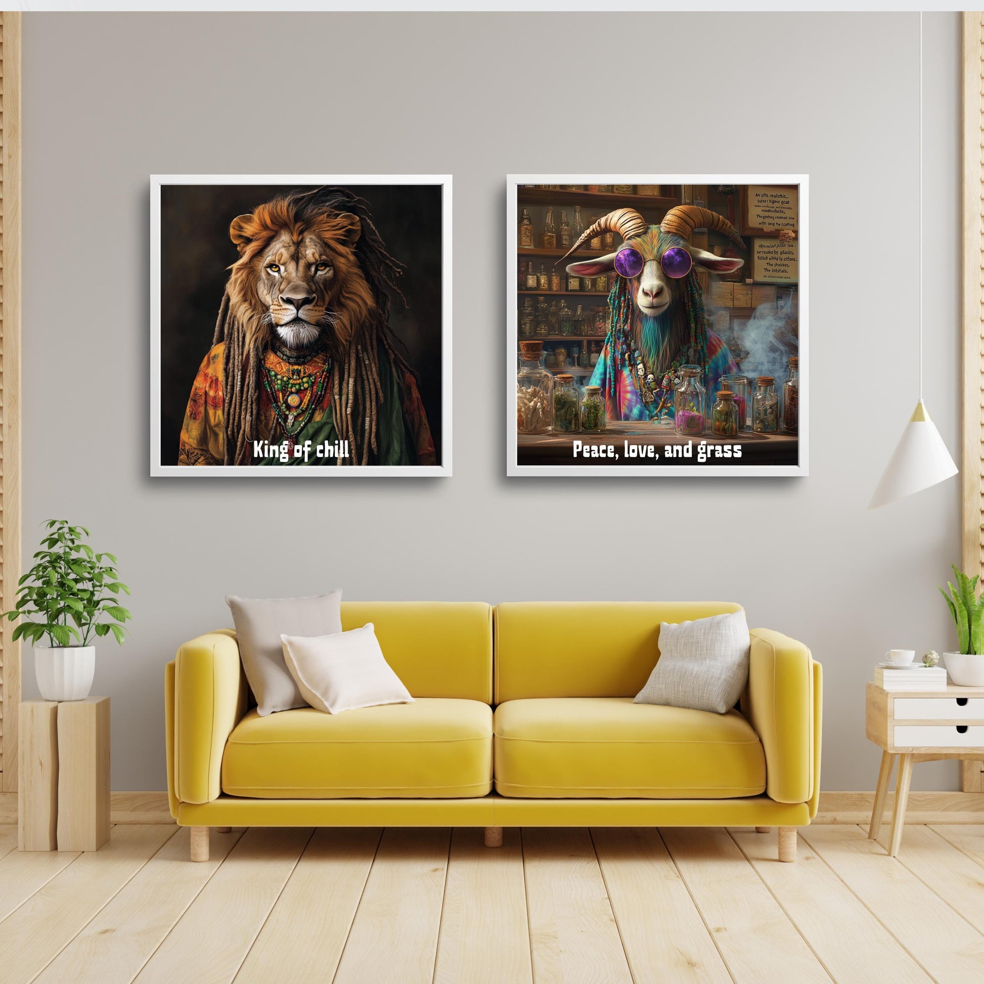 eğlenceli rasta hayvan duvar posteri baskı