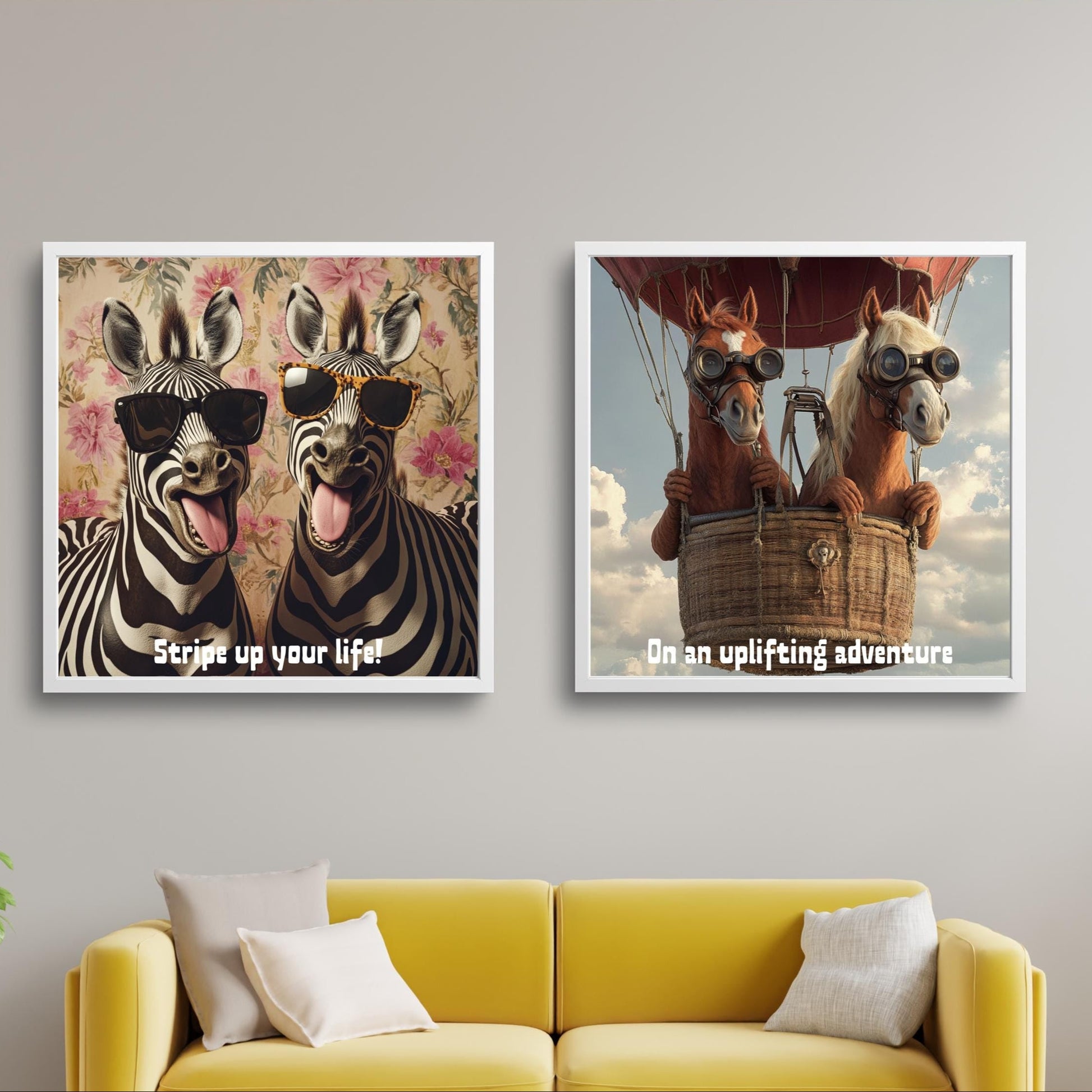 Çerçeveli dijital at posteri – eğlenceli duvar süsü