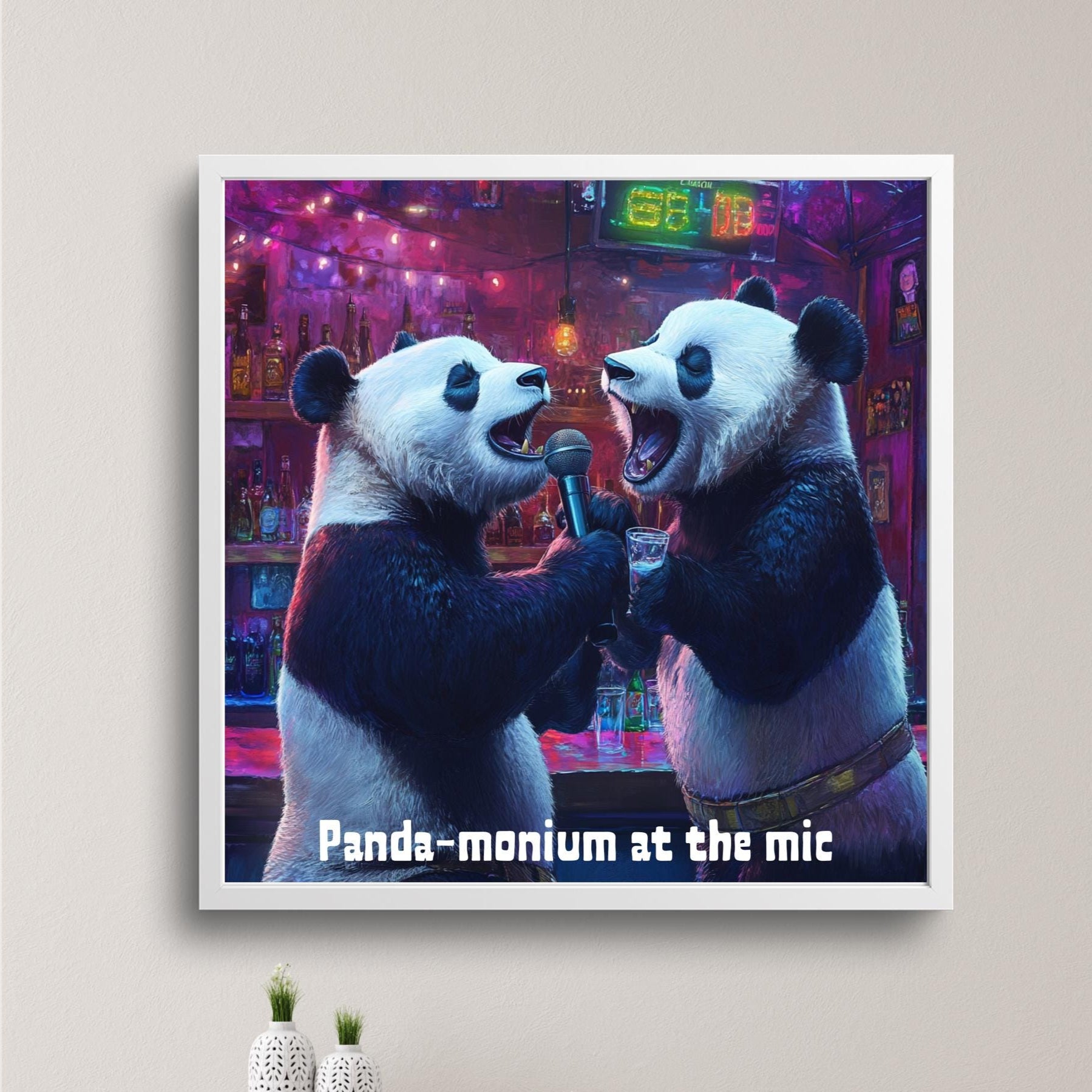 Gülümseten panda karikatürü dijital baskı