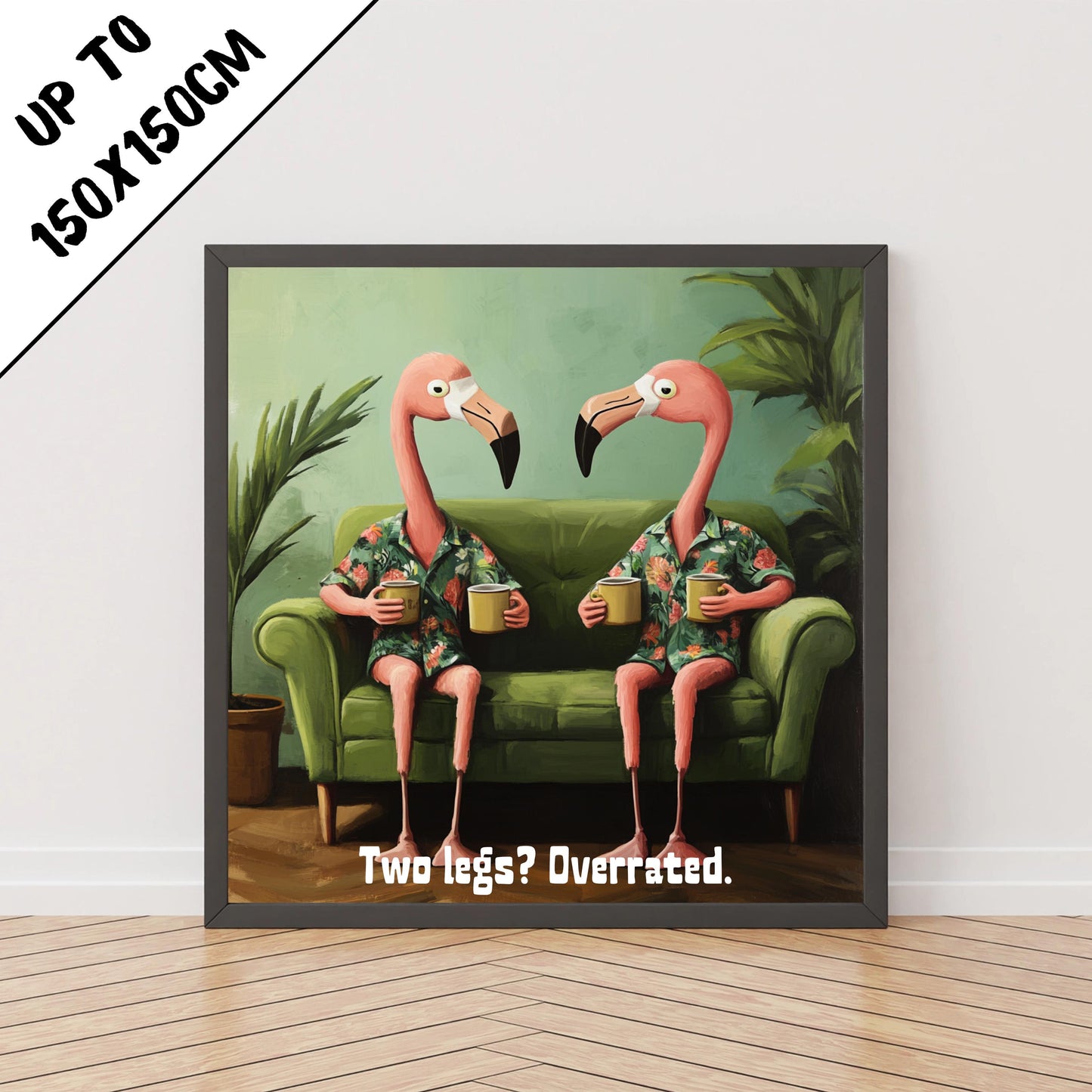 Komik Flamingo Posteri – Tropik Dijital Hayvan Sanatı | Renkli Duvar Dekoru