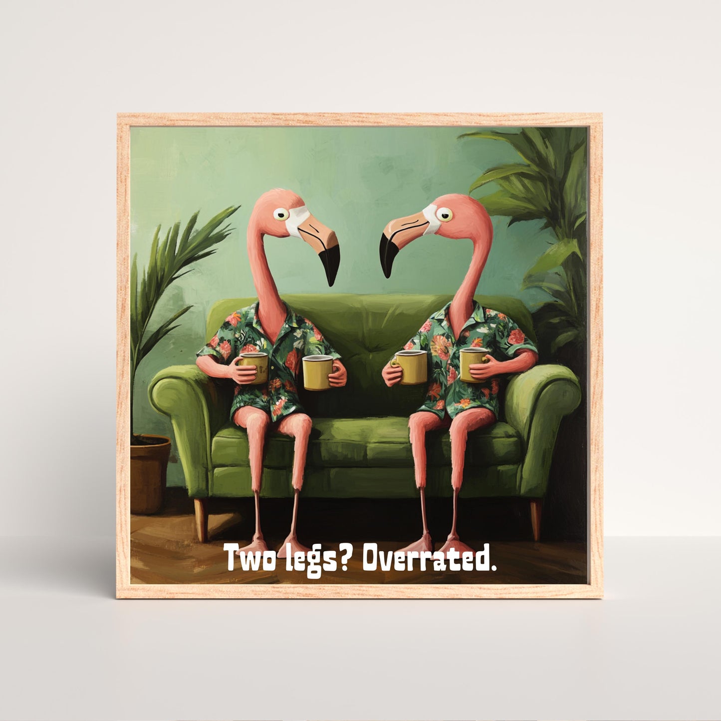 Komik Flamingo Posteri – Tropik Dijital Hayvan Sanatı | Renkli Duvar Dekoru