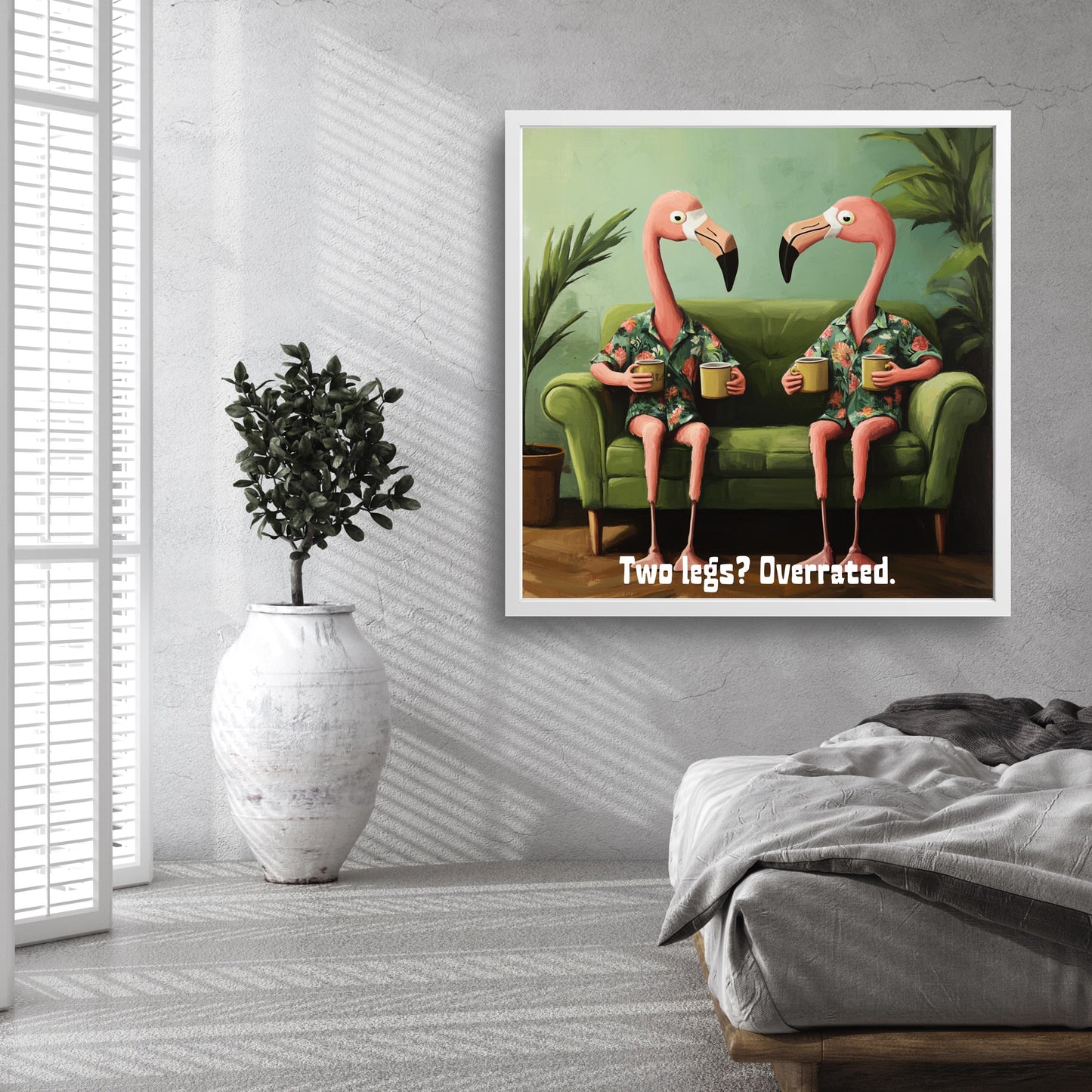 Komik Flamingo Posteri – Tropik Dijital Hayvan Sanatı | Renkli Duvar Dekoru