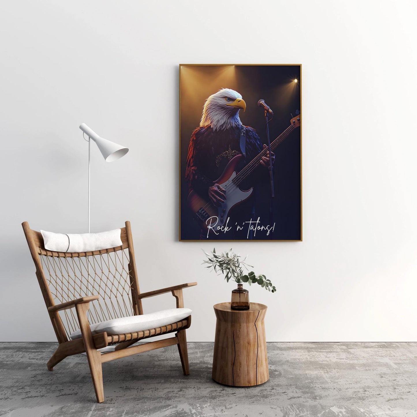 Kartal Müzisyen Posteri – Dijital Hayvan Sanatı | Rock Temalı Duvar Dekoru | Eğlenceli Yazdırılabilir Hediye
