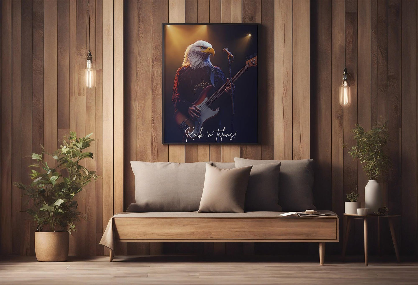 Kartal Müzisyen Posteri – Dijital Hayvan Sanatı | Rock Temalı Duvar Dekoru | Eğlenceli Yazdırılabilir Hediye