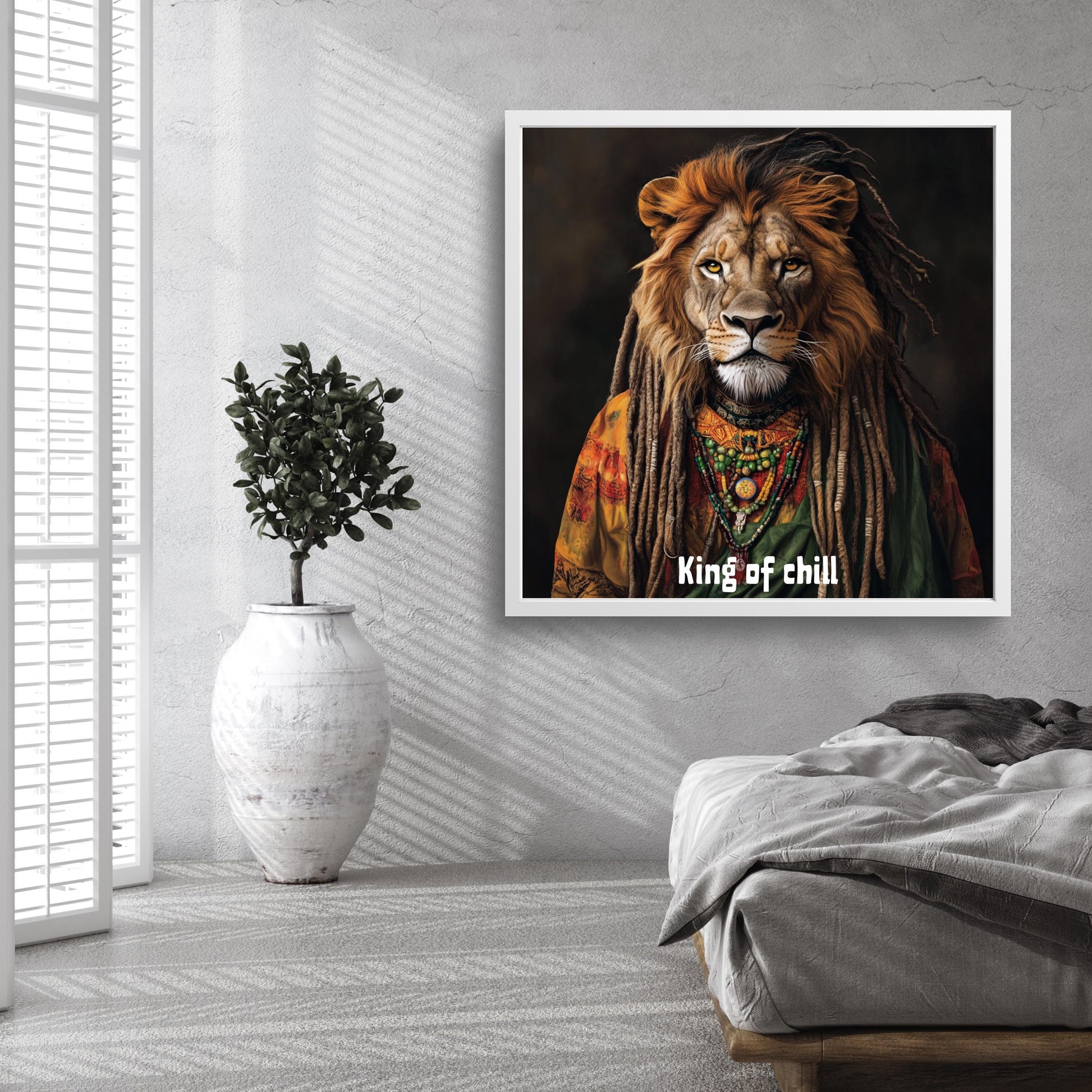 dreadlock aslan portresi komik hayvan duvar resmi