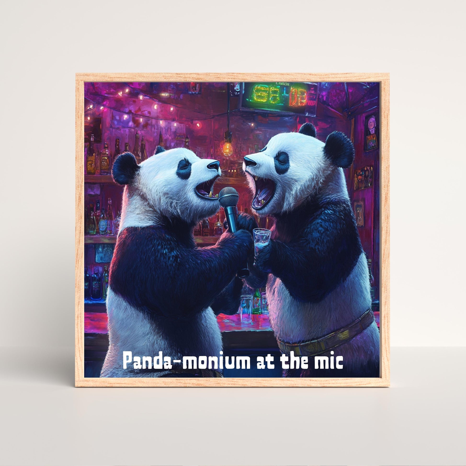Gülümseten panda karikatürü dijital baskı
