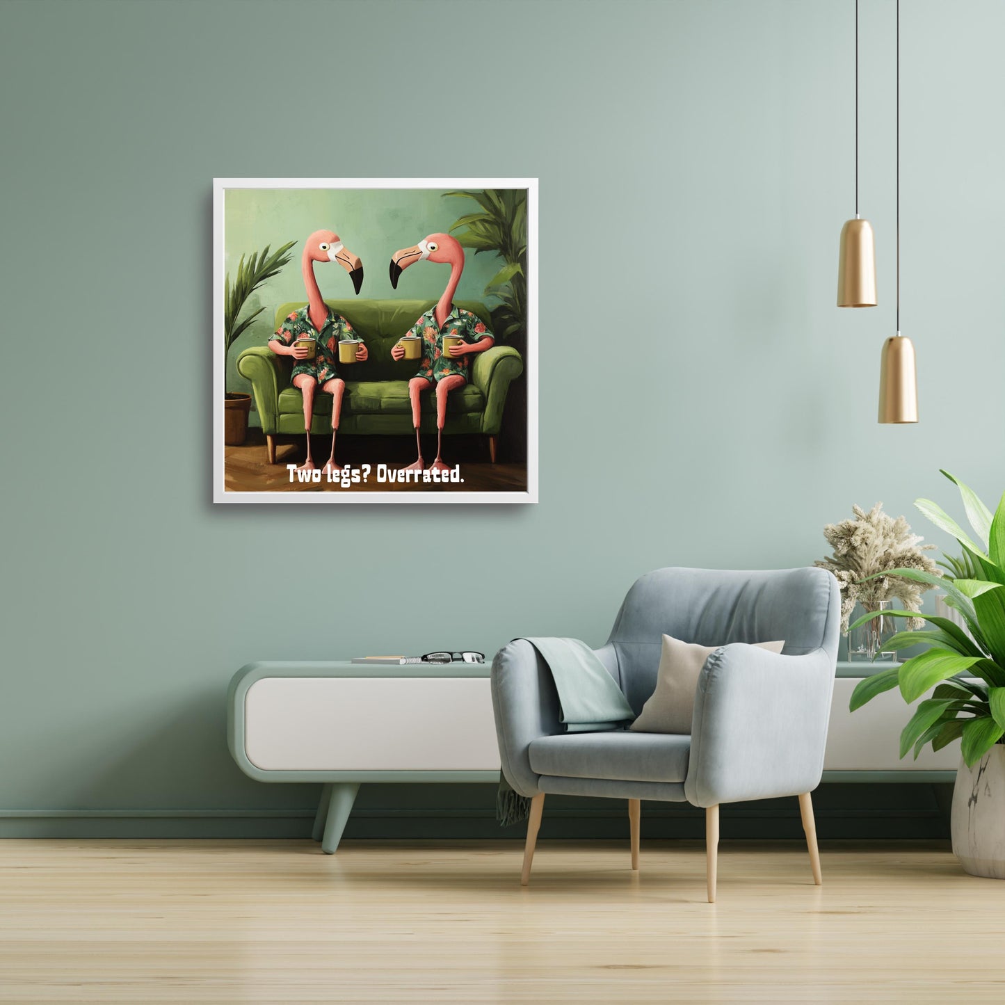 Komik Flamingo Posteri – Tropik Dijital Hayvan Sanatı | Renkli Duvar Dekoru