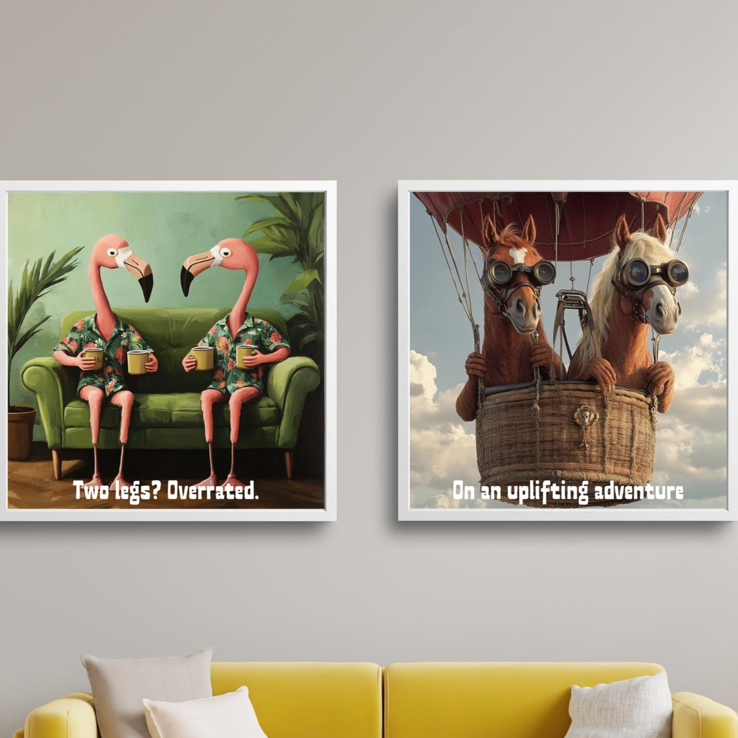 Komik Flamingo Posteri – Tropik Dijital Hayvan Sanatı | Renkli Duvar Dekoru